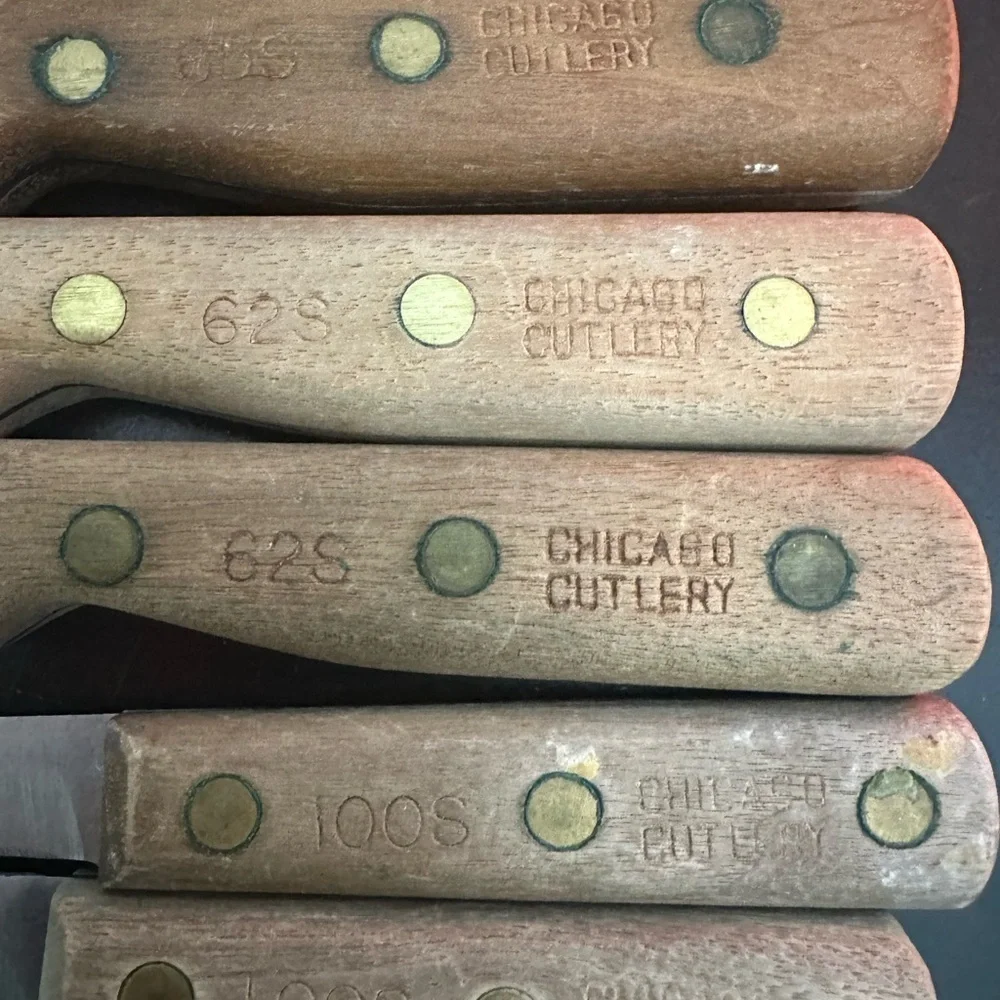 Vintage Chicago Cutlery Knives Walnut Handles